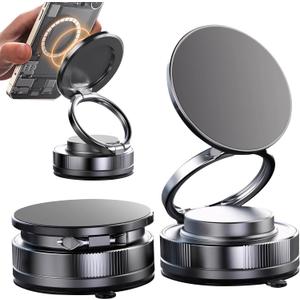 360 Adjustable Vacuum Magnetic Phone Holder for Your Car,Portable N52 Strong Suction Cup Phone Mount for Magsafe,98 LBS Foldable Rotation Windshield Dashboard Stand Magnet for iPhone,All Cell Phones