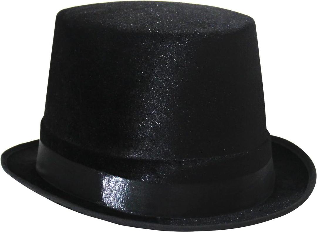 Felt Cup Hat Satin Hat Round Wizard with Satin Ribbon for Adults and Children (Black)