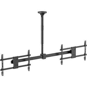Mount Plus CB-D600 2x1 Side by Side Dual Screen Menu Board Ceiling Mount for 37" to 60" TV | Adjustable Height Pole | Max Weight 88 Lbs Per Screen | VESA Patterns Up to 600x400 | Swivel 360 Degree, Black
