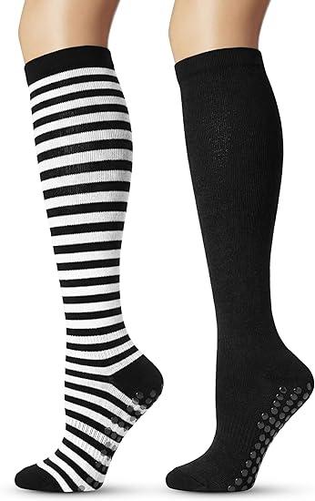 AlisOker 2 Pcs Soft Knee High Long Socks for Women&Men Compression Socks for Pregnancy Travel Sports
