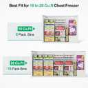 iSPECLE Deep Freezer Organizer Bins for 10 to 20 Cu.Ft, 4 Pack Stackable & Hanging Baskets, Expandable Metal Wire Storage System, Fits 17.5"-22.6" Width, Chest Freezer Only, White