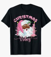 Vintage Pink Santa Claus Christmas Vibes Holiday Xmas Gifts T-Shirt, 2XL