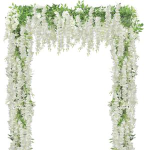 U'Artlines 20Pcs 7.2 Ft/Piece Artificial Wisteria Garland Silk Fake White Wisteria Flowers Hanging Greenery Vines Garlands Rattan for Home Garden Wedding Arch Party Indoor Outdoor Decor