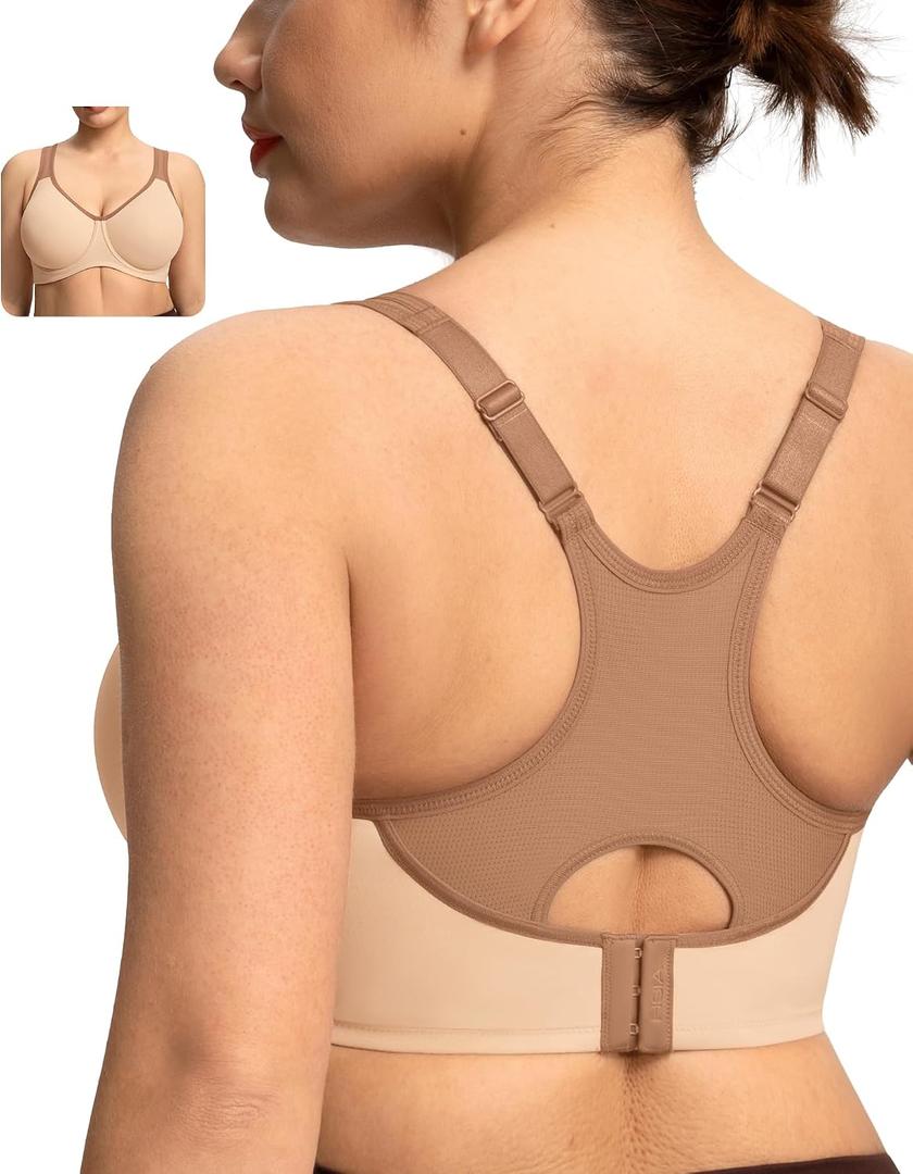HSIA Sports Bra for Women High Support Large Bust Outside Underwire Adjustable Racerback Unlined Full Coverage Sports Bra, 40C