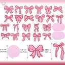 Pink Bow Birthday Decorations,Bow Banner and Hanging Swirls Decor for Coquette Baby Shower Bridal Bachelorette Party Decor