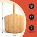 16 Inch Kitchen Bamboo Pizza Peel, Large 16” Board Pizza Paddle with Long Handle, Easy-Glide Beveled Edge for Baking, Transferring & Serving – Sturdy Wood Pizza Cutting Boards (Natural wood color), 16"L x 0.5"W