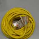 POWGRN 50 ft 12/3 Outdoor Extension Cord Waterproof Heavy Duty with Lighted Indicator End 12 Gauge 3 Prong, Flexible Cold-Resistant Long Power Cord Outside, 15Amp 1875W SJTW Yellow ETL Listed