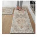 GENIMO Kitchen Mats for Floor, 2PCS Kitchen Rugs Non Slip Washable, Waterproof Anti Fatigue Mat, Comfort Standing Runner Rug for Sink, Office, Laundry, Home, 17.3"x47"+17.3"x30", Orange&Brown