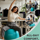 Trideer Exercise Ball with Pump for Office Desk, Yoga Ball Chair to Relieve Back Pain, Stability & Fitness Ball Seat with Base, Home Gym Core Workout, Abs, Stretching & Therapy