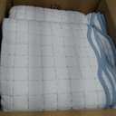 WDCOZY White King Size Quilt Bedding Set, Blue Scalloped Farmhouse Country Rustic Lightweight Soft Coverlet for All Season, Cute Cozy Kantha Pick Stitch Bedspread, 2 Pillow Shams