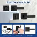 Exterior Door Lock Set with Deadbolt, Door Locks for Front Door with Single Cylinder Deadbolt Lock, Matte Black Door Handle with Lock and Key for Front Door, 3 Pack (All Same Keyed Alike)