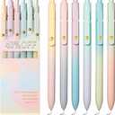 6pcs Gel Pens,40off, 0.5mm Fine Point Black Ink Pens With Smooth Writing,Premium Cute Rolling Ball Pastel Aesthetic Comfort Grip for School Office Supplies (Gradient Color)