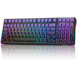 AULA F99S Mechanical Wireless Gaming Keyboard, Tri-Mode Bluetooth/2.4G/USB-C Hot Swappable 99 Keys Custom Creamy Keyboard 99 Keys Full Size Computer Keyboards for PC Xbox PS5 etc (Purple Gradient)