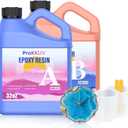 Epoxy Resin Kit, 64OZ Kit Crystal Clear Resin Epoxy, Bubble Free, No Yellowing, UV Resistant, Food Safe, Easy Mix 1:1 for DIY Crafts Jewelry Making(32OZ x 2)