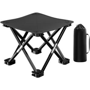 Portable Folding Camping Stool, Outdoor Camping Lightweight Small Chair for Gardening Fishing BBQ Hiking and Beach, Stool Seat with Carry Bag(Black), 33 cm x 33 cm x 33 cm