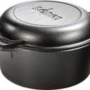 Lodge Cast Iron Double Dutch Oven 5 Quart - Pre-Seasoned 2-in-1 Cast Iron Cookware - Pot & Skillet Combo - Even Heat Retention - Oven-Safe, Versatile Pot