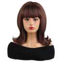 MAGQOO Brown Wigs Women Short Brown Mixed Wig with Bangs Retro Bouffant Beehive Wigs 60s 70s 80s Costume Cosplay Halloween Party with Wig Cap