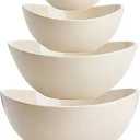 Sweese Porcelain Serving Bowls Set for Entertaining, Multipurpose 10-18-28-42oz, Beige