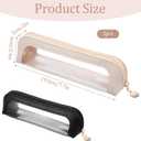 Small Double Sided Clear Makeup Bag, PU Leather Waterproof Makeup Brush Bag, Portable Travel Mini Cosmetic Bag with Zipper for Women Home Travel Office Cosmetic Storage (Black, Apricot)