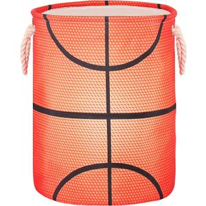 Basketball Laundry Basket for Boys Room Decor, Kids Nursery Hamper Gift for Bathroom Bedroom Sports Room Accessories, Teens Stuff Storage Bin, 17.71"x13.77" (Style1)