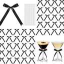Riceshoot 50 Pcs Black Mini Bows for Wine Glasses 2.55''x3.54'' Satin Ribbon Bow with Adhesive Dots for Champagne Glass Candle Holder Wine Glass Bow for a Tini Bit Older Espresso Martini Party Decor