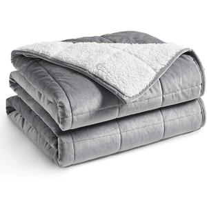 YnM Sherpa Weighted Blanket (Light Grey, 50''x60'' 10lbs) Ultra Fuzzy & Cosy Sherpa Weighted Blanket Throw, Cosy & Relaxing Blanket, Home Decor Piece …