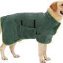 Super Absorbent Dog Bathrobe, Microfiber Dog Drying Coat Dog Bath Robe Towel for Small, Medium & Large Dogs, Quick Drying, Warm Keeping Dog Robes for After Bath Supplies (Dark Green)