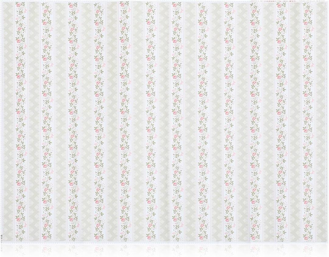 LOGOFUN Dollhouse Floorboards Wallpaper 1:12 Miniature Floor Paper Sticker Mini Wall Paper for Dollhouse Real Life DIY Decoration Accessories - Stripe