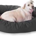 Majestic Pet 52 Inch Bagel Calming Dog Bed Washable  Cozy Soft Round Dog Bed with Spine Support for Dogs to Rest Their Head - Fluffy Donut Puppy Mat 52x35x11 (Inch) X-Large  Gray