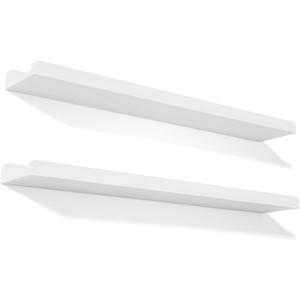 Love-KANKEI 36 Inch Long Floating Shelves Wall Mounted Set of 2, Large Wood Wall Shelves for Storage, Rustic Hanging Shelves for Display,Bedroom Living Room Bathroom Kitchen Office White