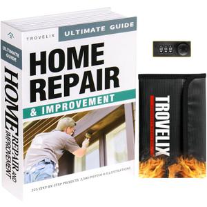 Book Safe with Combination Lock, Hidden Safe (10.55 x 7.95 x 2.62 Inch) with Fireproof Bag, Secret Diversion Safe, Hollow Book Box Hidden Storage, Money Safe Box for Cash (Home Repair)