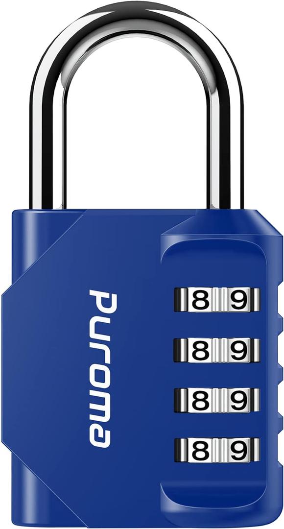 Puroma 1 Pack Combination Lock for Locker 4 Digit Outdoor Waterproof Padlock for School, Gym, Sports, Fence, Toolbox, Gate, Case, Outdoor, Hasp Storage, Cabinets (Blue)