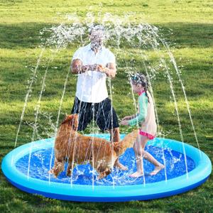SLOOSH 72" Non-Slip Splash Pad Sprinkler - Outdoor Water Toys Play Mat for Toddlers Kids Dogs, Outside Thickened Sprinkler Pool Party Durable Backyard Fountain for Girls Boys Pets (72in, Blue)