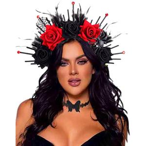 Yalice Black Frida Flower Headband Halloween Gothic Headpiece Day of the dead Floral Crown for Women