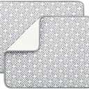 SUBEKYU Dish Drying Mats for Kitchen Counter, Microfiber Absorbent Dish Drainer/Rack Pads for Sink, 19.5*15.8 inch, Set of 2, Grey, leaf