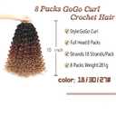 8 Packs 10 inch GoGo Curl Crochet Hair for Black Women Short Water Wave Crochet Braiding Hair Ocean Wave Beach Curl Wavy Crochet Hair Extensions (Pack of 8,1B/30/27#)