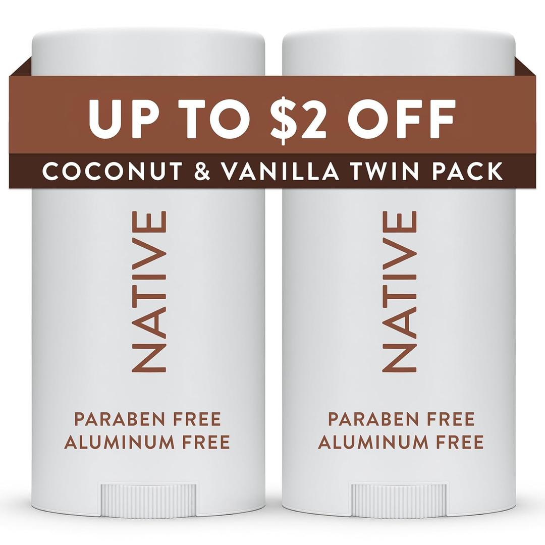 Native Deodorant Contains Naturally Derived Ingredients, 72 Hour Odor Control, Deodorant for Women and Men, Aluminum Free, Coconut & Vanilla 2.3 oz (Pack of 2)
