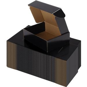 Hoikwo 40 Pack 7x5x2 Shipping Boxes for Small Business, Black Packaging Cardboard Boxes, Moving Mailing Packing Box