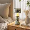 MIXL-Green Jade Marble Touch Lamp,Art Deco Table Light,Nordic Style Desk Lamp for Bedside Office and Living Room