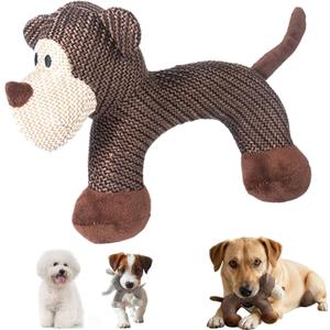 Linen Safari Companions, Squeaky Dog Chew Animals, Strudy Linen Fabric, Robust Indestructible Dog Stuffed Toy for Small Medium Dogs (Monkey)