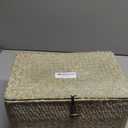 Woanger Set of 4 Wicker Storage Baskets OrganizerHandwoven Storage Bins with Lid for Organizing, Home Utility Box for Home Office Supplies Multipurpose Container(White)