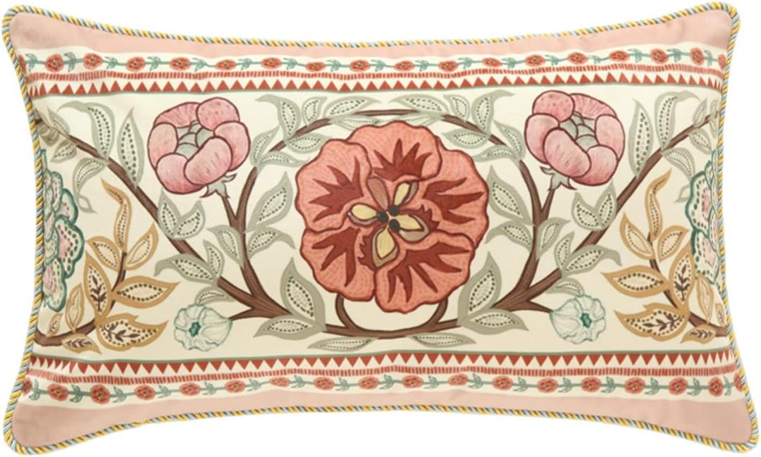 patdrea Designer Outdoor Pillows Covers Decorative Rectangle Throw Pillow Covers, Velvet Farmhouse Throw Covers 12"x 20",Vintage Floral Throw Pillow Case for Couch Sofa Bed Living Room