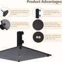 C-Hopetree 44 lb Square Steel Plate Patio Umbrella Base, Heavy Duty Stand Weight with 4 Anti-Slip Pads for Outdoor Market Table Umbrella, Black