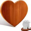 Menkxi 7.1 x 6.3 x 0.6 Inch Heart Shaped Wood Base Hand Casting Sculpture Base Hand Casting Kit Wood Display Stand for Anniversary Wedding Gift DIY Crafts Home Decoration