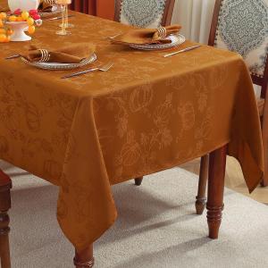SASTYBALE Thanksgiving Tablecloths for Rectangle Tables Jacquard Fall Table Cloth with Pumpkins and Vines Stain Resistant Table Cover for Autumn Harvest, Dining, Party Decor (52 x 70 Inch, Brown)