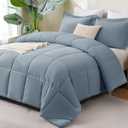 CozyLux Oversized Queen Comforter Set, 270GSM Grayish Blue Bedding Sets for All Seasons, 3 Pieces 98x98 Bed Set with 1 Down Alternative Comforter and 2 Pillow Shams, Soft, Lightweight, Breathable