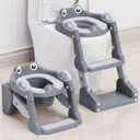 Potty Training Seat, Toddler Potty Training Toilet, Upgrade 2 In 1 Toddler Toilet Seat with Steps Stool Splash Guard and Anti-Slip Pad Soft Cushion, Potty Seats for Toddlers Baby Kids (Gray)