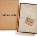 Solino Home 100% Pure Linen Decor Pillow Cover Beige, Montauk 20 x 20 in | Cushion Sham, a soft cushion cover for sofas, beds, and benches, textured handwoven linen, Champagne Beige, OEKO-TEX Certified