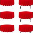 BRILLMAX 6 Pack Red 70 Inch Round Tablecloths Fit 30" to 54" Tables (8-20" Drop) - Circle Bulk Linen Polyester Fabric Washable Cloth Cover for Wedding Reception Banquet Birthday Party Buffet