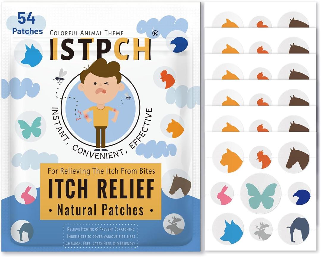 3 x Bite Itch Relief Patches for Kids and Adult, Colorful Itch Relief Stickers, Natural Anti Itch Patches - Travel and Camping Essential (54 Counts)